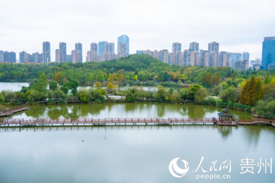 秋日時(shí)節(jié)，觀山湖公園景色美不勝收。人民網(wǎng) 陽(yáng)茜攝