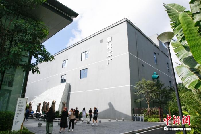 圖為采訪團一行參觀咖啡工廠。 曹淼欣 攝