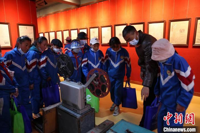 資料圖為玉樹市第四完小學(xué)生參觀鑄牢中華民族共同體意識(shí)主題展?！『F龍 攝