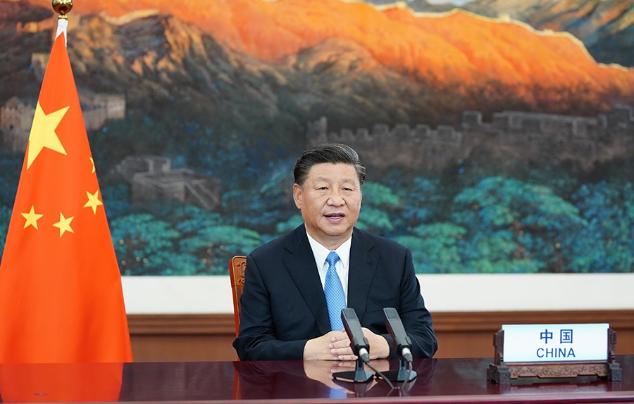 2020年9月22日，國家主席習(xí)近平在第七十五屆聯(lián)合國大會一般性辯論上發(fā)表重要講話。新華社記者 鞠鵬 攝