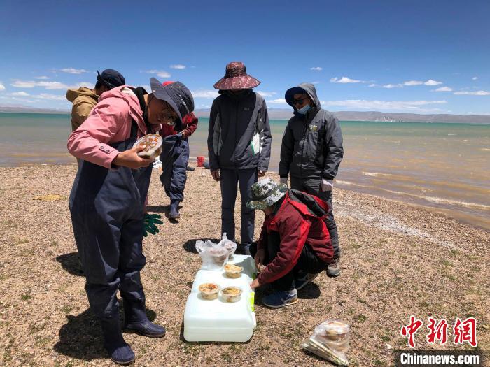 科考隊員在高原湖泊岸邊進餐?！?lt;a target='_blank' ><p  align=