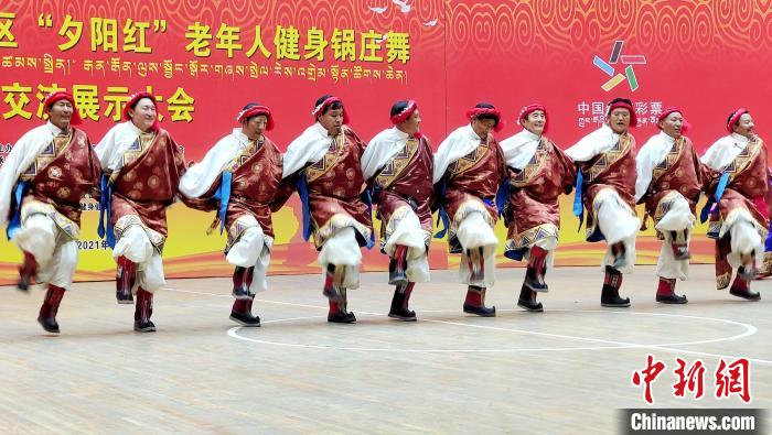 圖為西藏老年舞蹈隊(duì)齊跳傳統(tǒng)鍋莊舞?！∝暽＠?攝